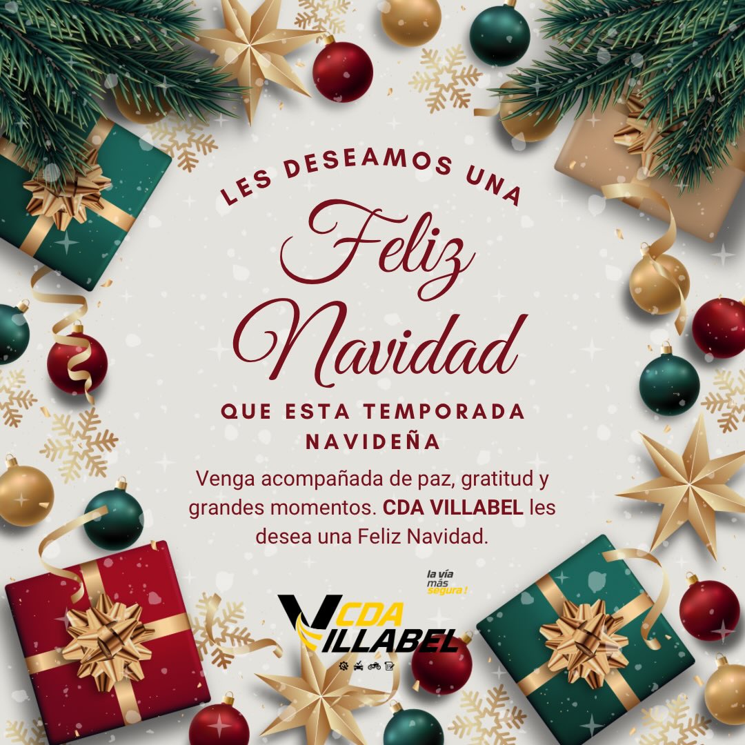 ✨🎄
En esta Navidad, deseamos que cada momento esté lleno de paz, gratitud y esperanza.
Que esta temporada sea una oportunidad para compartir, agradecer y comenzar nuevos caminos con energía positiva.
CDA Villabel les desea una Feliz Navidad y unas fiestas llenas de buenos momentos.