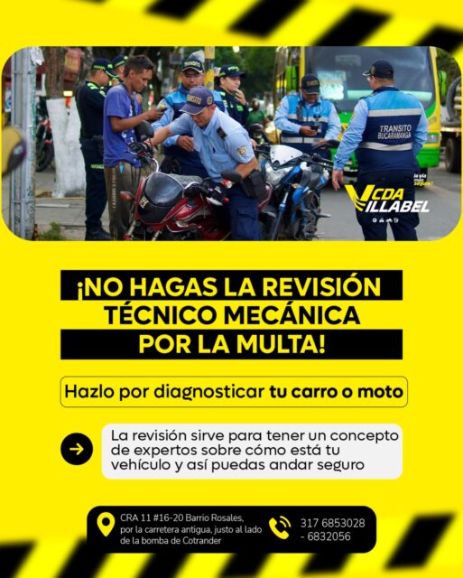 🚨⚠️ No esperes a que te paren para actuar

La revisión técnico mecánica no es solo por la multa… es por tu seguridad y la de todos en la vía 🛣️

🔧 Detecta fallas a tiempo
🛑 Evita accidentes
✅ Maneja con tranquilidad

En CDA VILLABEL te damos un diagnóstico claro y confiable para que ruedes seguro 🚗🏍️

📍 CRA 11 #16-20 Barrio Rosales
(Justo al lado de la bomba de Cotrander)

📞 317 6853028 - 6832056

💥 Hazlo por seguridad, no por obligación

.
.
.
.
.

.
.
.
.
.

.
.
.
.
.

.
.
.
.
.

.
.
.
.
.

#RevisiónTécnicoMecánica #SeguridadVial #CDA Bucaramanga EvitaMultas